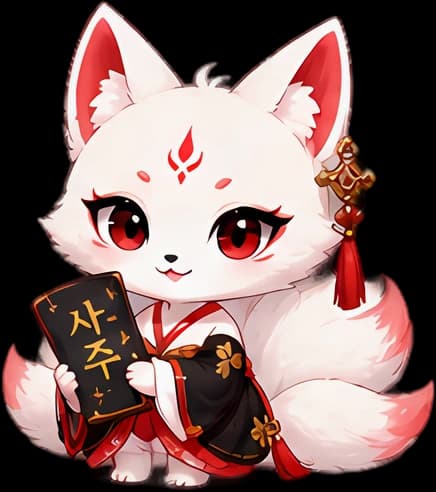 Kumiho, front view, holding her saju fan